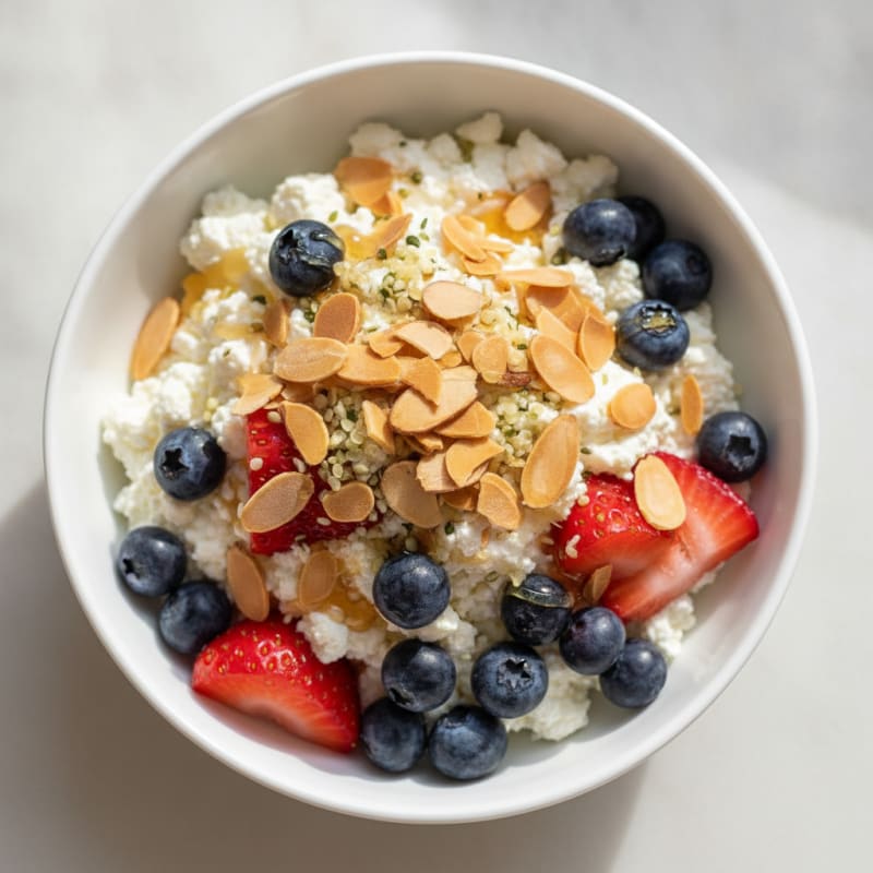 Cottage Cheese and Berry Protein Parfait with Almonds
