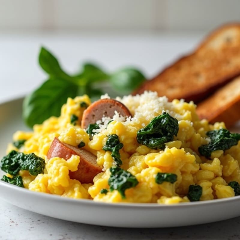 Egg White and Turkey Sausage Scramble with Spinach