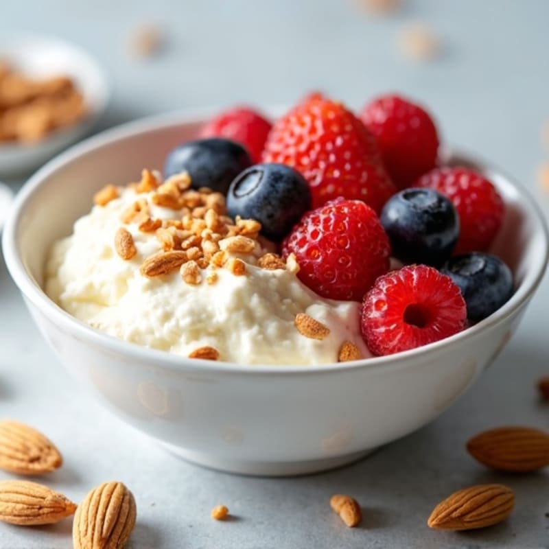 Creamy Cottage Cheese Bowl with Fresh Berries and Crunchy Almonds