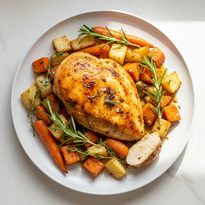 Garlic Herb Roasted Chicken with Root Vegetables