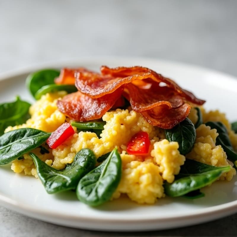 Egg White Veggie Scramble with Turkey Bacon