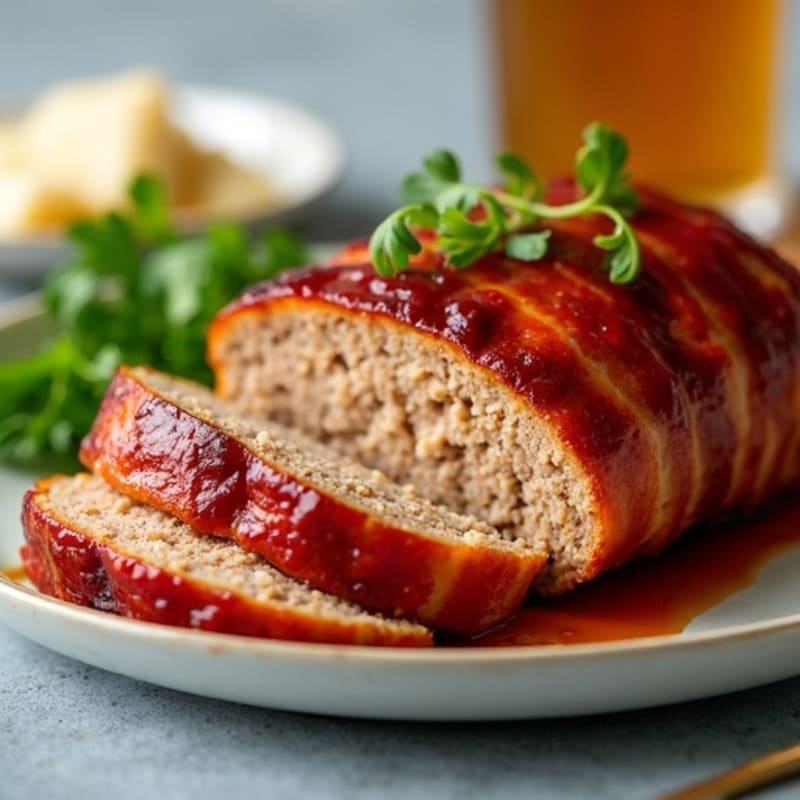 Smoky BBQ Glazed Bacon-Wrapped Turkey Meatloaf