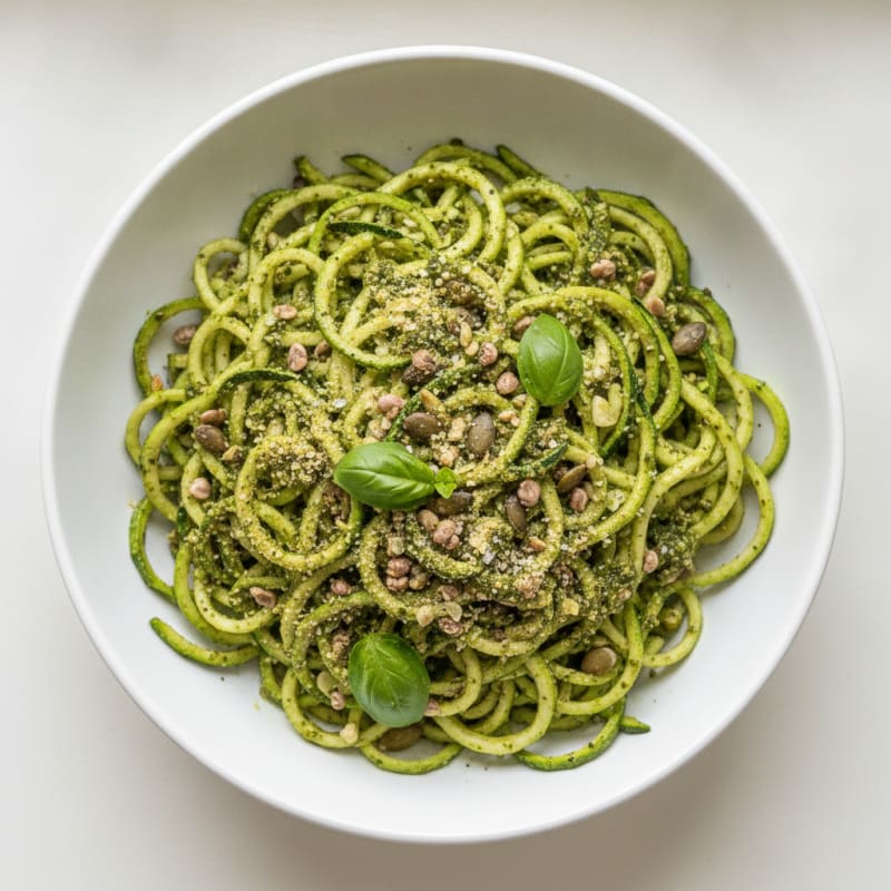 Raw Vegan Zucchini Noodles with Pesto