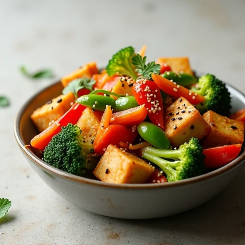 Crispy Sesame Tofu Stir-Fry with Fresh Vegetables