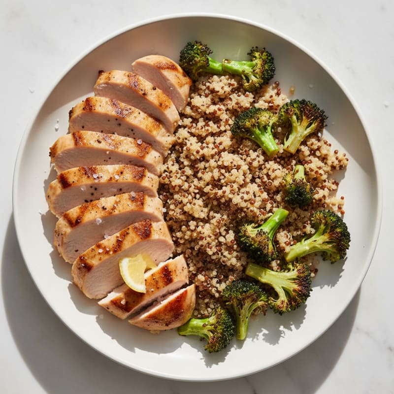 Grilled Turkey Breast with Crunchy Quinoa and Roasted Broccoli