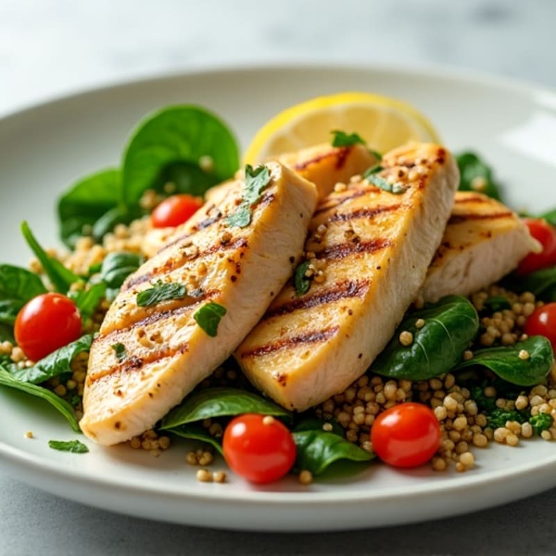 Grilled Chicken and Quinoa Salad with Fresh Spinach