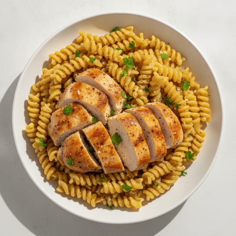 Garlic Herb Butter Pasta with Seared Chicken