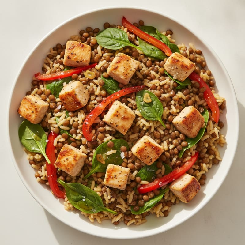 Chicken and Lentil Rice Bowl