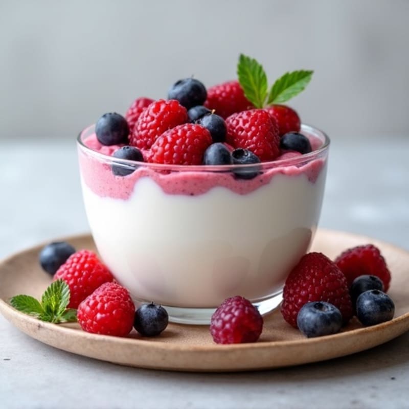 Greek Yogurt Protein Pudding with Mixed Berries