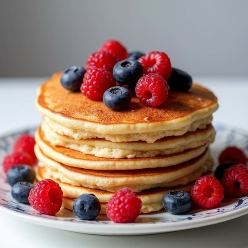 Fluffy Protein Pancakes with Mixed Berries
