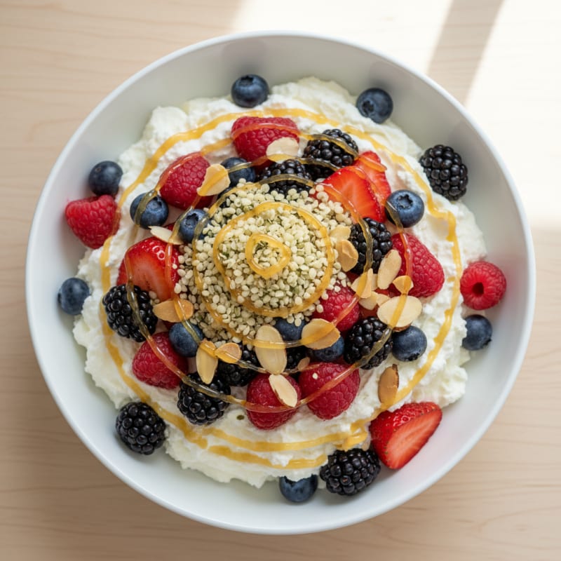 High-Protein Greek Yogurt Parfait with Whey Protein and Berries