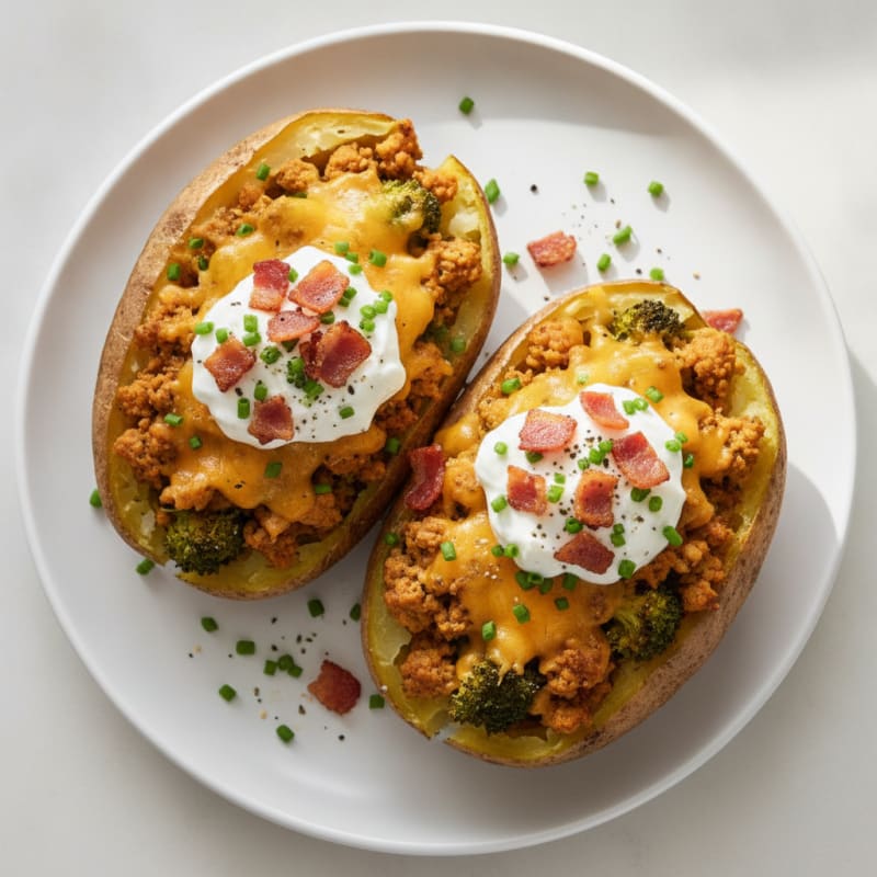 Loaded Baked Potatoes with Crispy Bacon