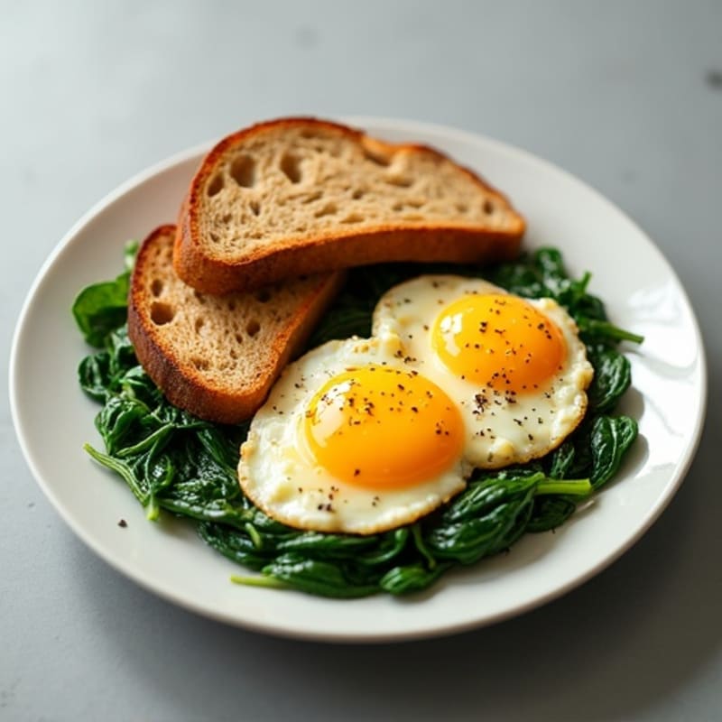 Egg White and Turkey Sausage Scramble with Sautéed Spinach