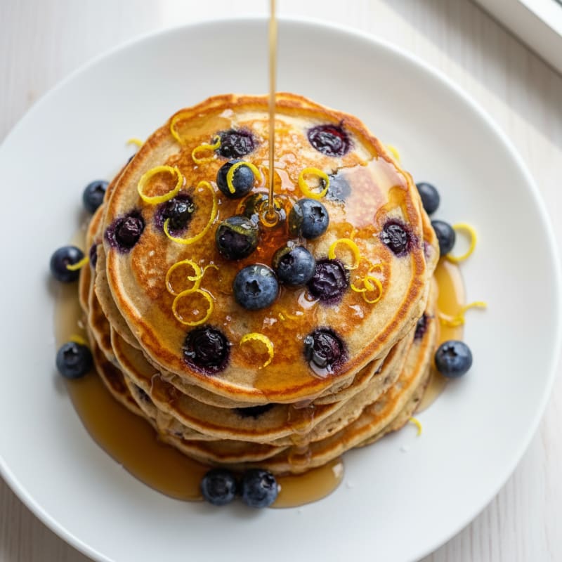 Blueberry Ricotta Pancakes with Lemon Zest