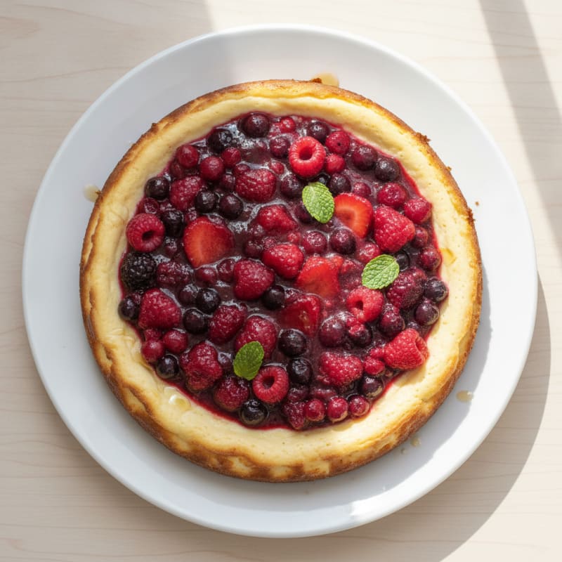 Silky Greek Yogurt Protein Cheesecake with Mixed Berries