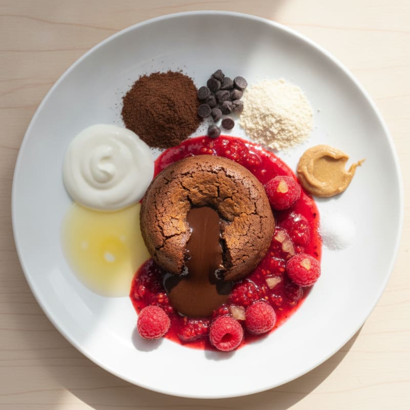 Chocolate Lava Cake with Raspberry Coulis