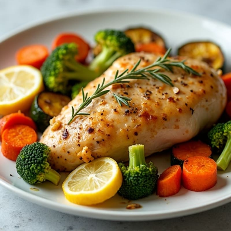 Roasted Lemon-Herb Chicken with Crispy Roasted Vegetables
