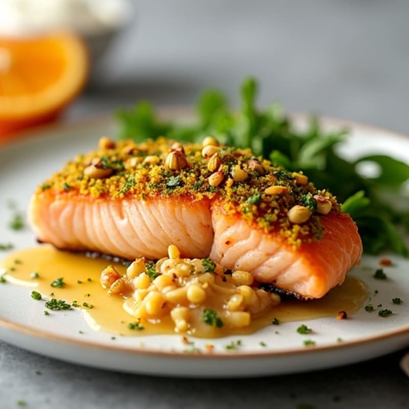 Crispy Pistachio-Crusted Salmon with Citrus-Ginger Glaze