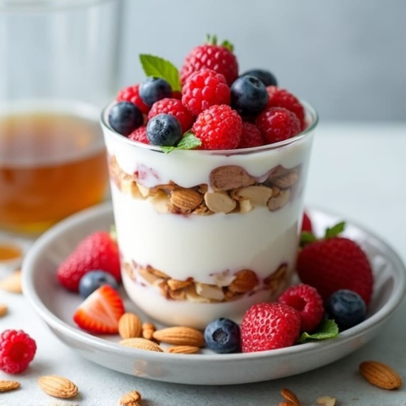 Greek Yogurt Protein Parfait with Berries and Almonds