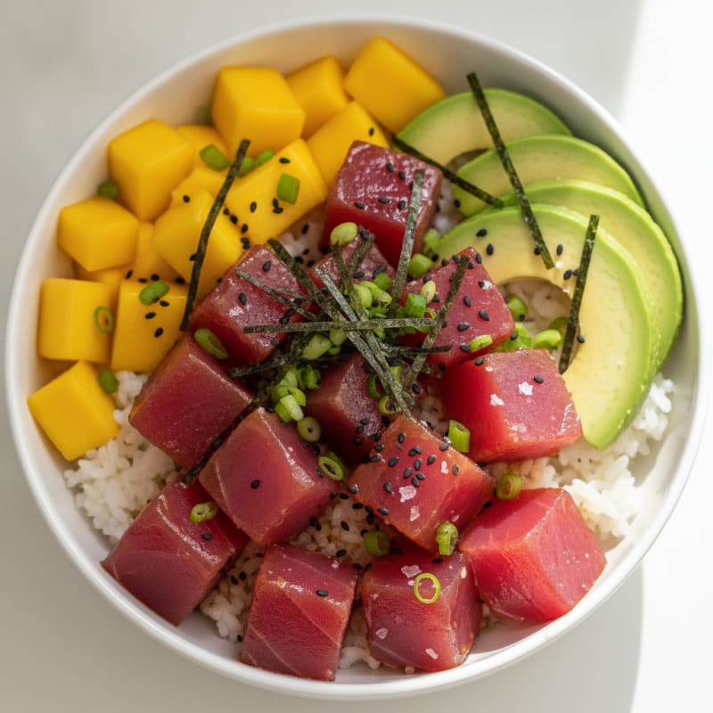 Ahi Tuna Poke Bowl with Tropical Fruit
