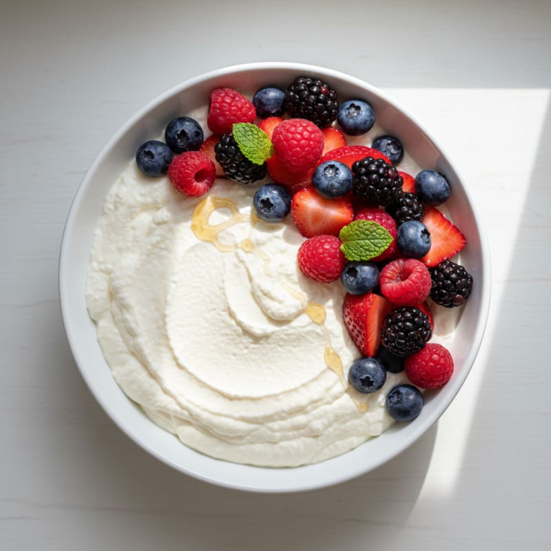Silky Cottage Cheese Protein Mousse with Mixed Berries