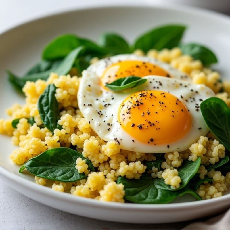 Egg White and Spinach Scramble with Quinoa