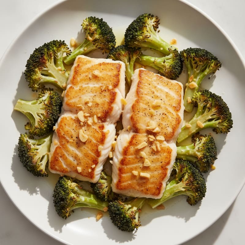 Seared Cod with Roasted Broccoli and Lemon