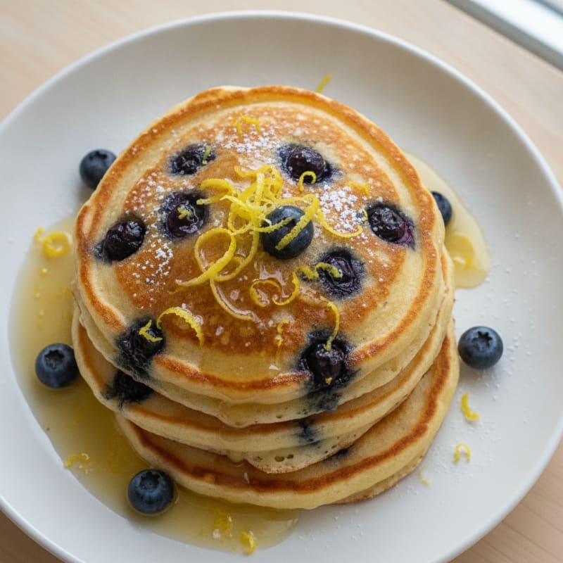 Blueberry Ricotta Pancakes with Lemon Zest
