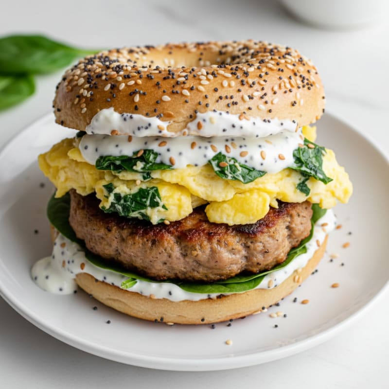 Creamy Everything Bagel Breakfast Sandwich