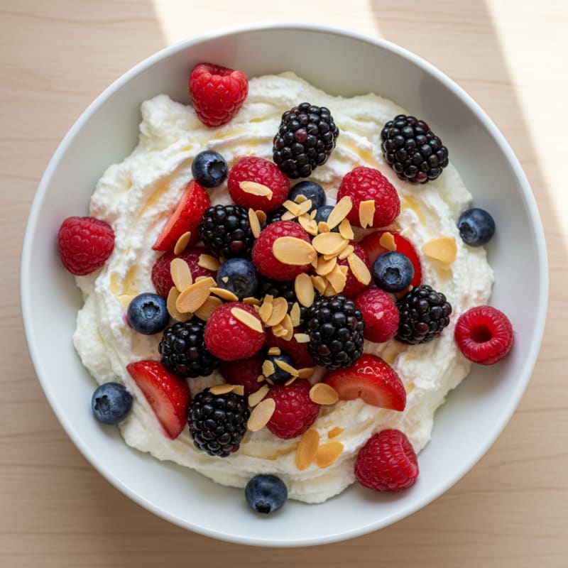 Creamy Greek Yogurt with Protein Powder and Mixed Berries