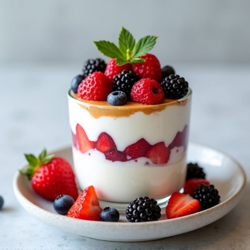 Greek Yogurt Protein Parfait with Mixed Berries and Almond Butter