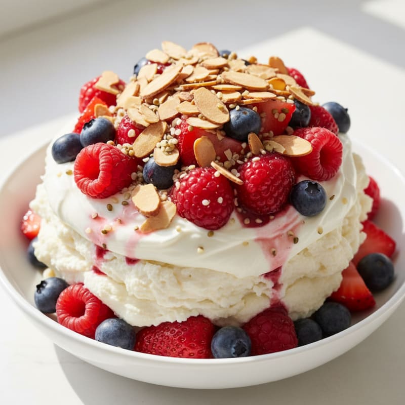 Greek Yogurt Protein Parfait with Mixed Berries and Almonds
