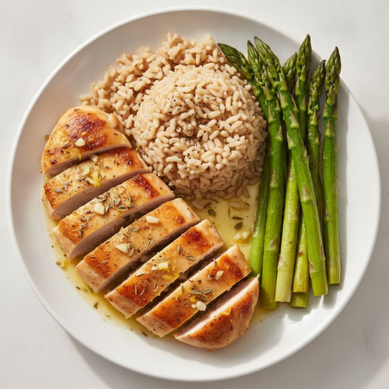 Lemon-Herb Baked Chicken and Brown Rice