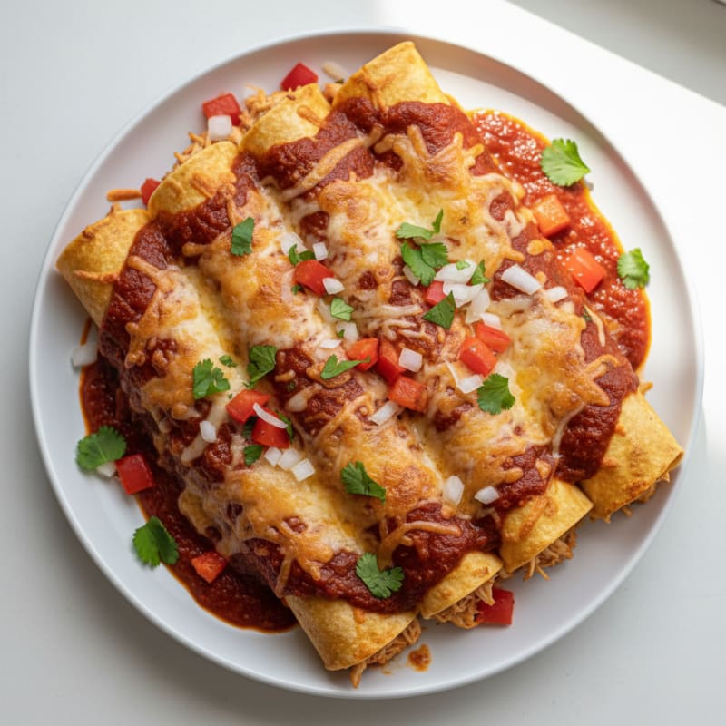 Chicken Enchiladas with Red Chili Sauce