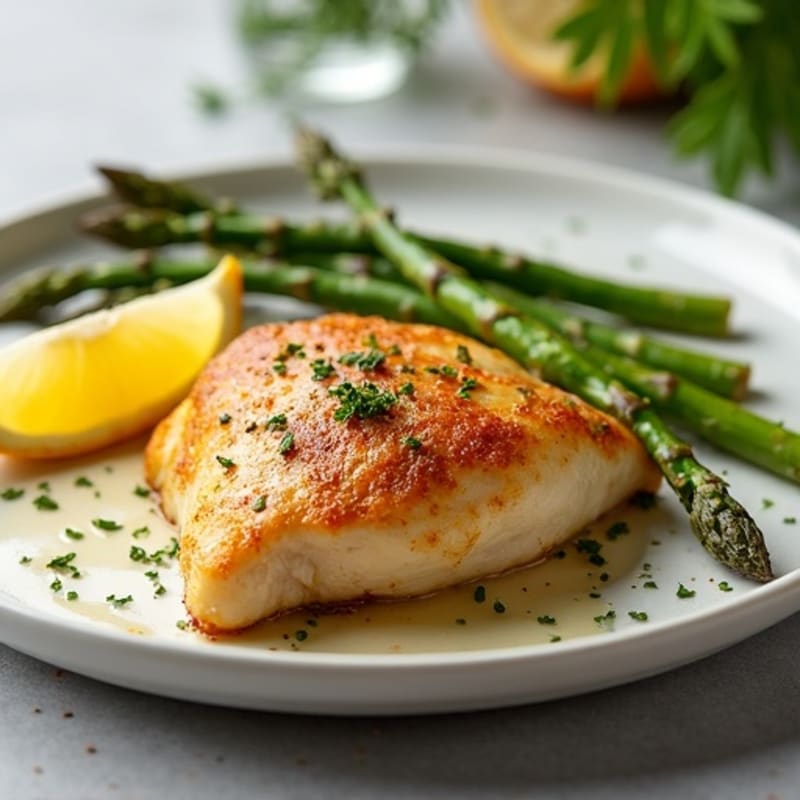 Crispy Lemon Herb Baked Chicken with Roasted Asparagus