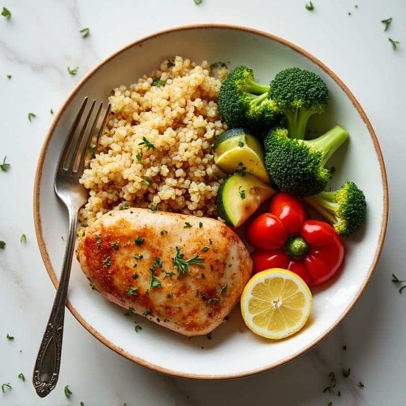 Lemon Herb Roasted Chicken and Veggie Bowl