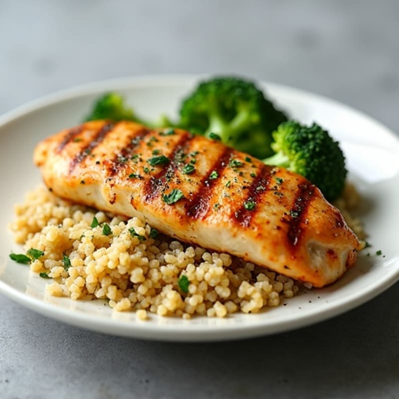 Grilled Chicken Breast with Quinoa and Steamed Broccoli