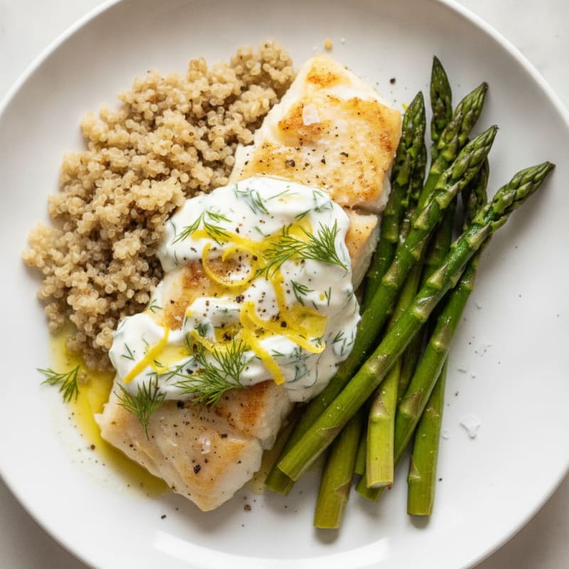 Baked White Fish with Lemon-Dill Sauce