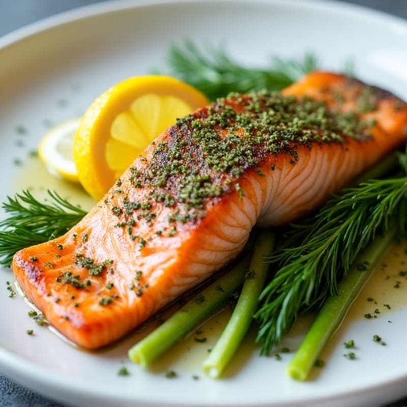 Herb-Crusted Pan Seared Salmon with Lemon