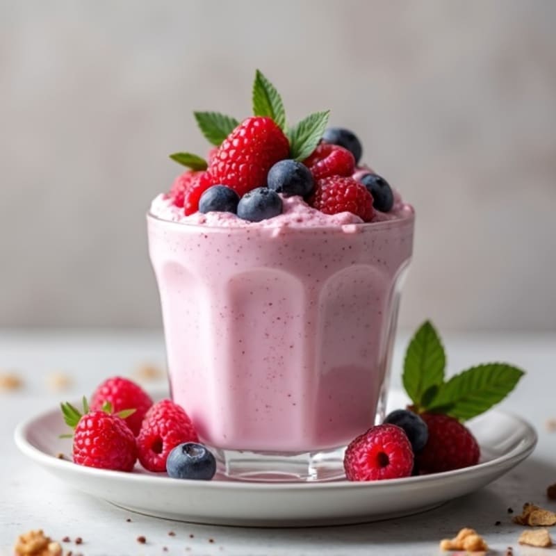 Silky Greek Yogurt Protein Mousse with Mixed Berries