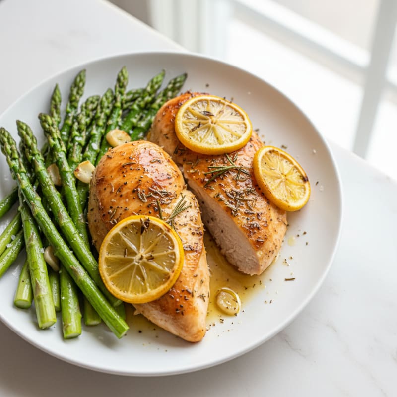 Lemon Herb Roasted Chicken and Asparagus