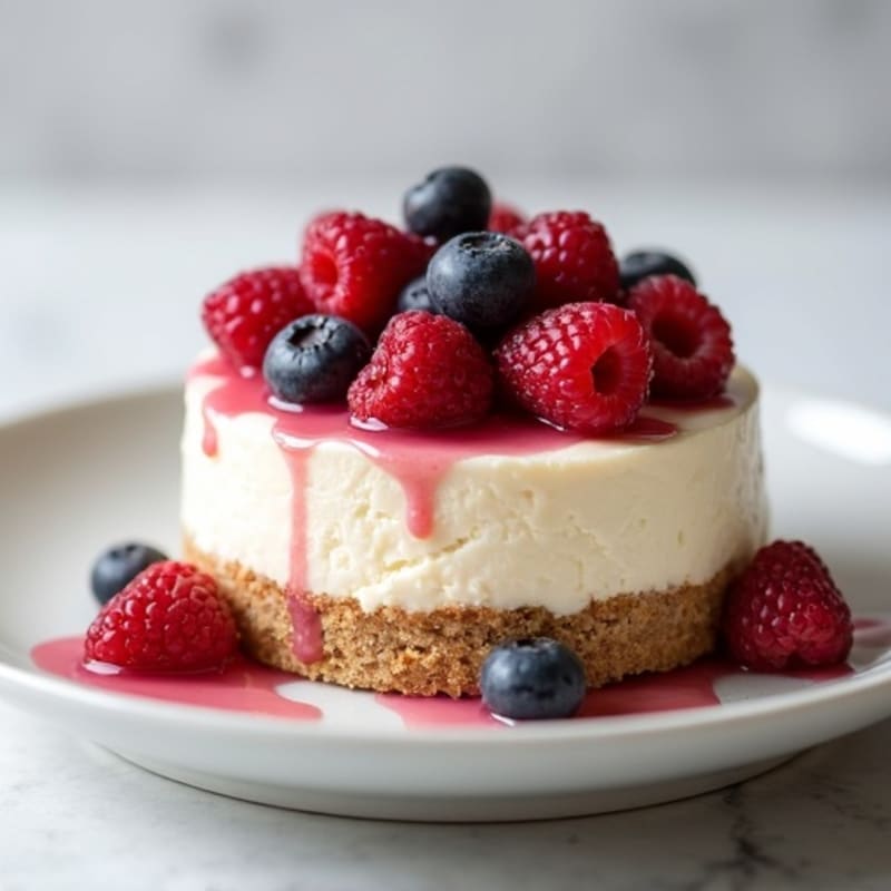 Greek Yogurt Protein Cheesecake with Mixed Berries