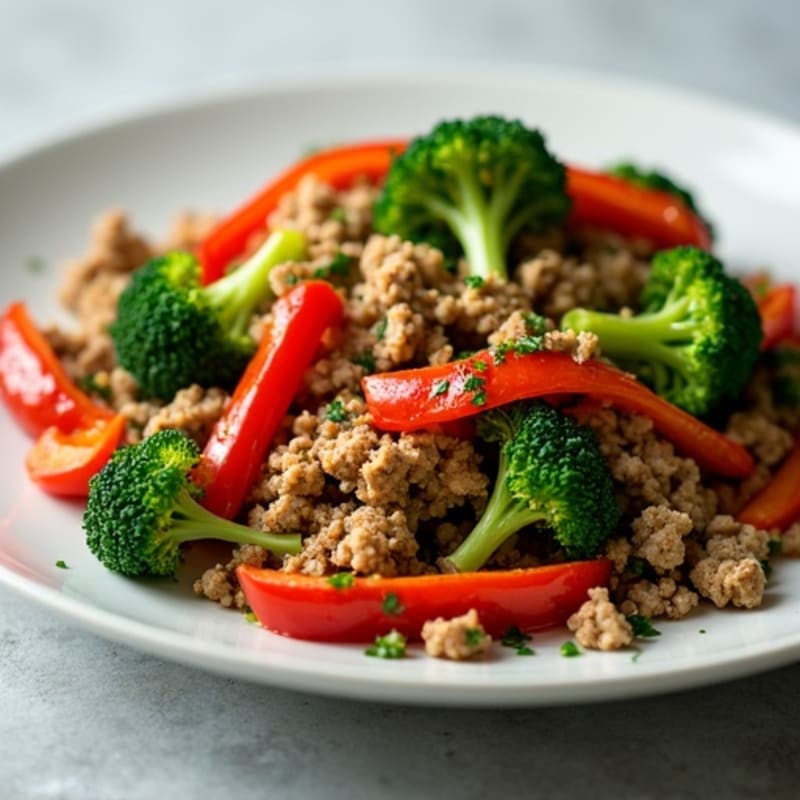 Lean Ground Turkey Skillet with Crispy Broccoli and Bell Peppers