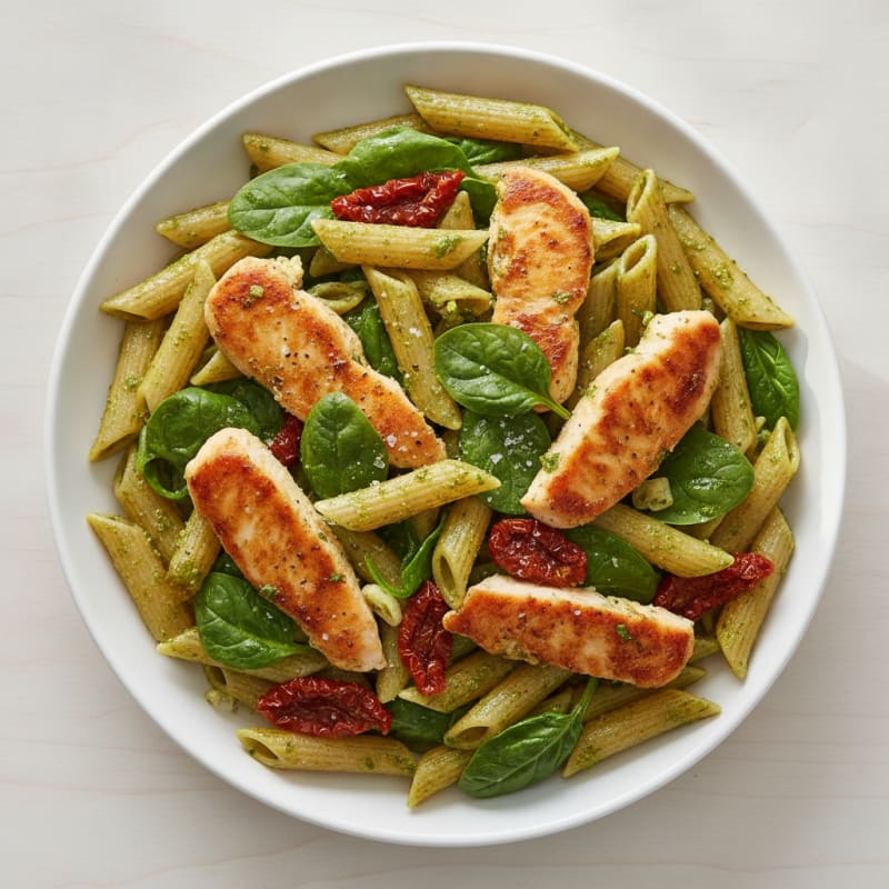 Pesto Chicken Pasta with Sun-Dried Tomatoes