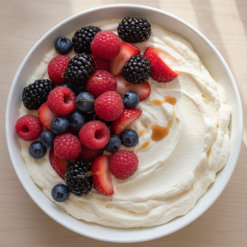 Silky Greek Yogurt Protein Pudding with Mixed Berries