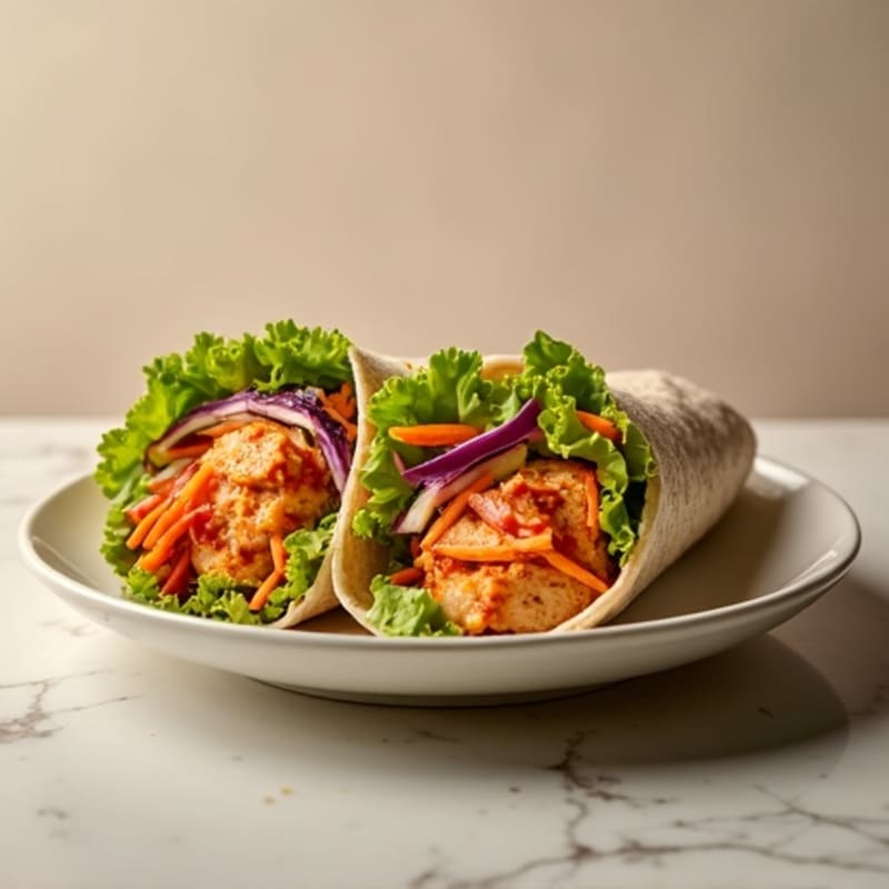 Buffalo Chicken Wraps with Crunchy Veggies