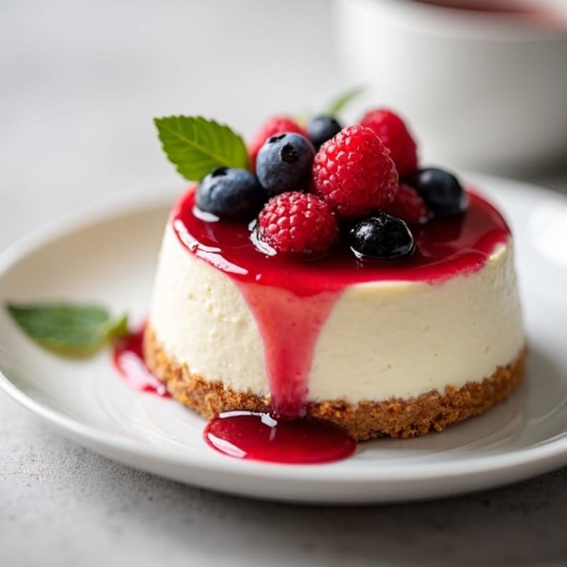 Protein-Packed Greek Yogurt Cheesecake with Berry Compote