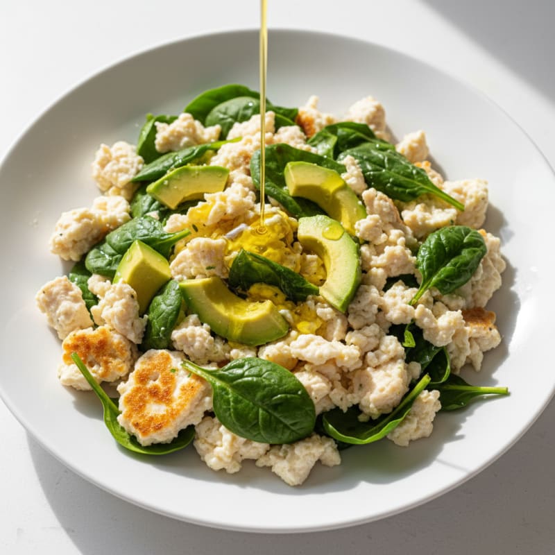 Egg White Scramble with Pollo and Spinach
