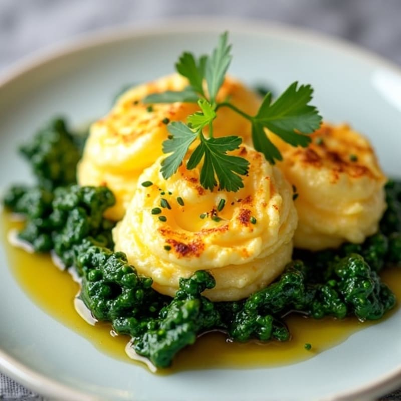 Fluffy Scrambled Eggs with Fresh Herbs and Spinach