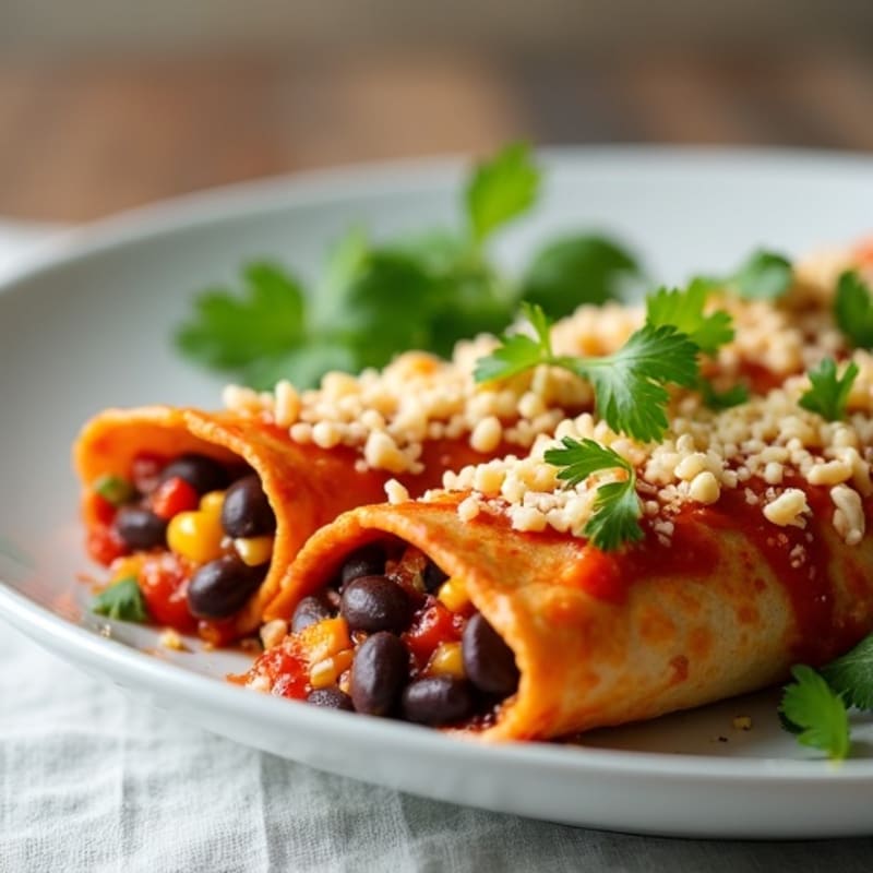 Healthy Chicken Enchiladas with Black Beans and Corn